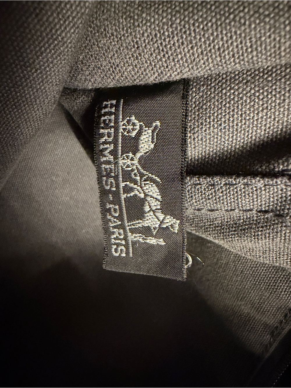 Hermes Gray Canvas Tote with Black Stripes - Picture 6 of 15